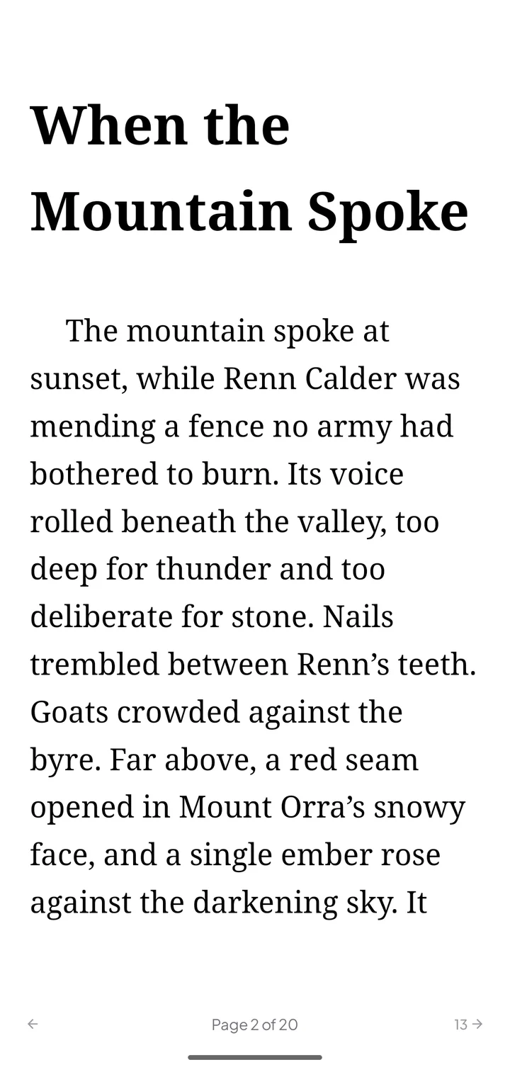 A light reading page in Coral Reader